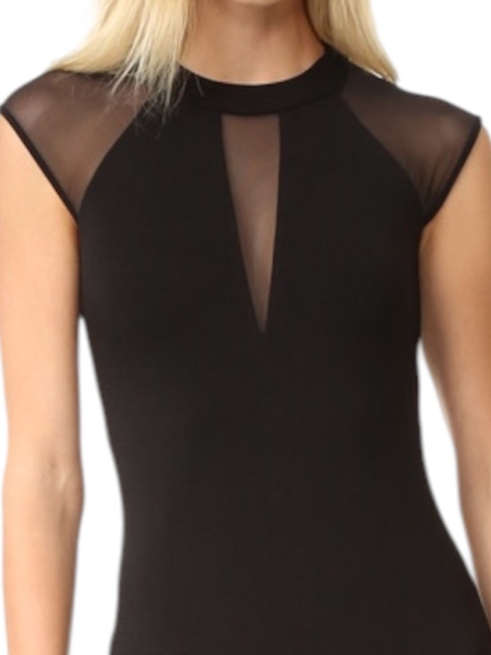 Bailey 44 Mesh-insert Cap-sleeve Top - Black Size XS